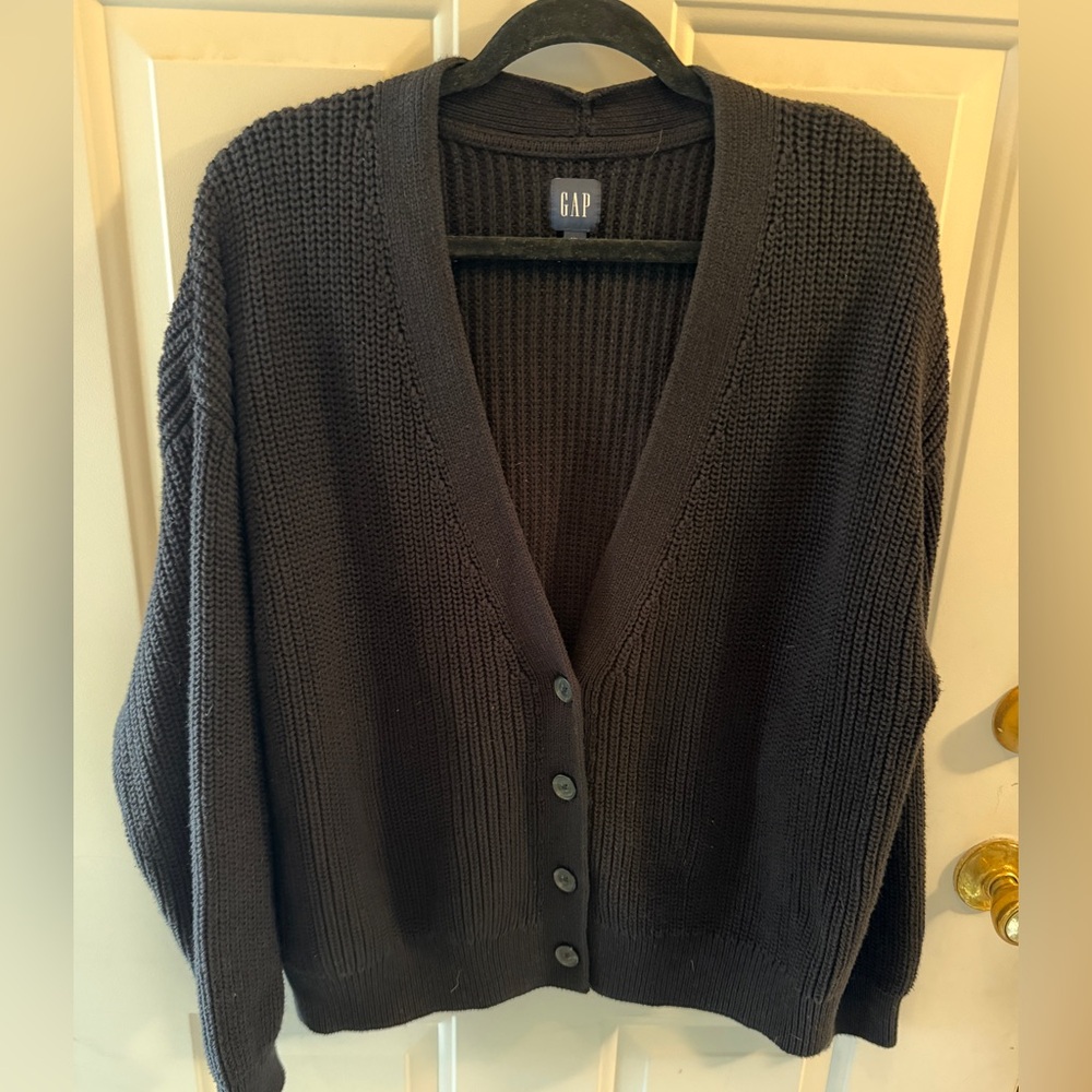 GAP Black Cotton Cardigan Sweater - Picture 2 of 5